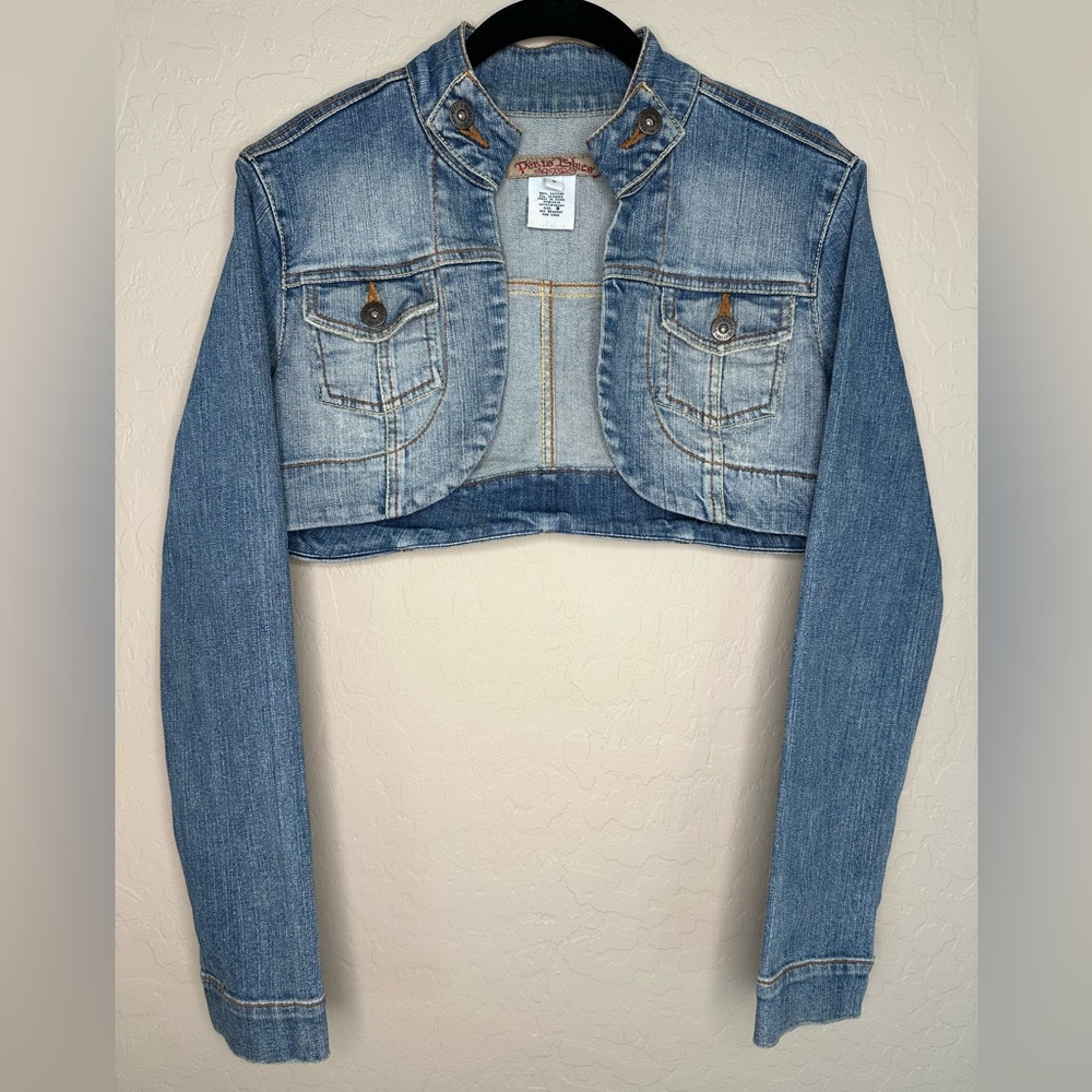 Paris Blues Cropped Jean Jacket Denim Distressed Washed, size s